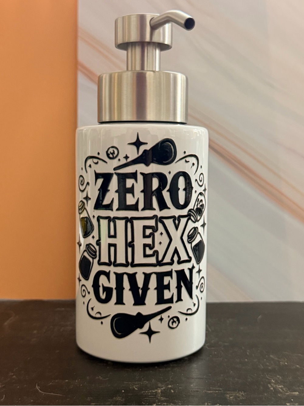 Zero Hex Given Ceramic Soap Dispenser - White & Black Witchy Magic